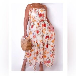 Miss Avenue White and Orange Floral Dress NWT